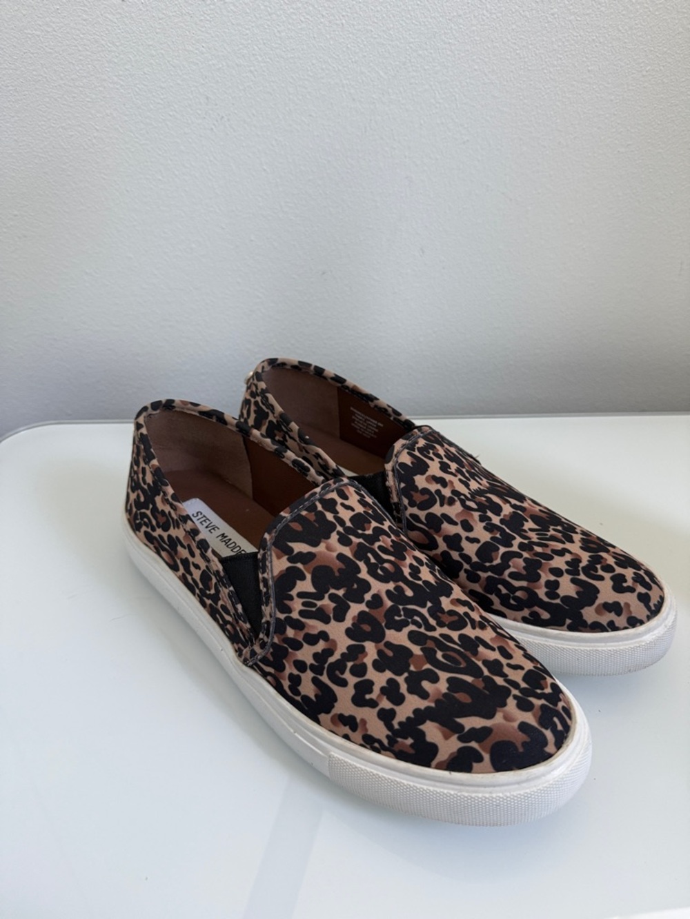Steve Madden Symba Leopard Print Slip-On Sneakers - Size 8 - Black & Tan